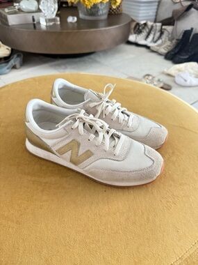 New Balance Cream & Gold Retro Runner Sneakers